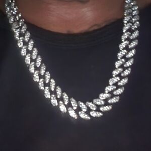 Moissanite S925 12mm Cuban Link Chain